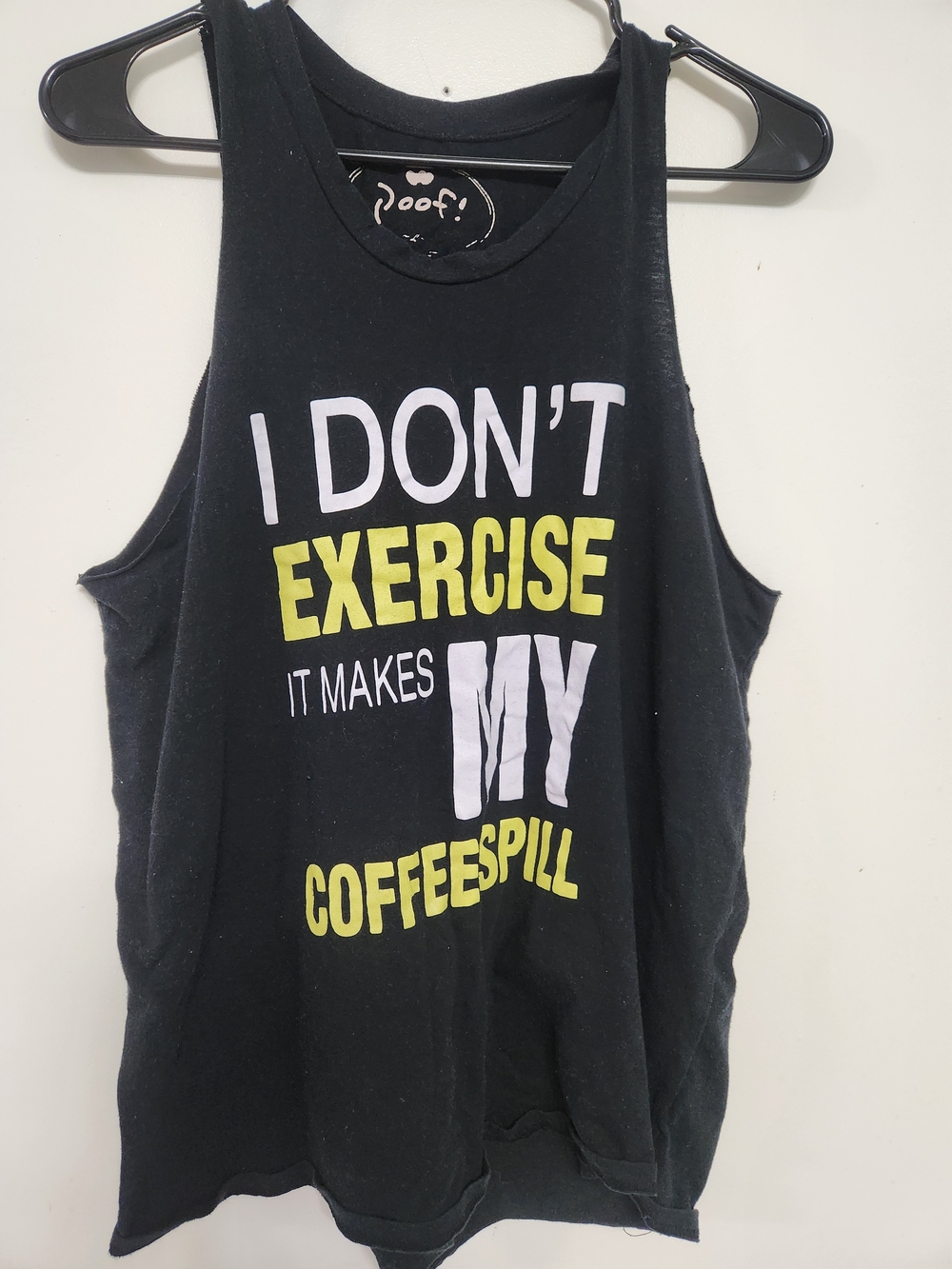 Pouf Baby Black Tank Top with White and Yellow Graphic